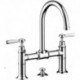 Mélongeur lavabo 220 à pont poignées manettesavec tirette et vidage chroméé