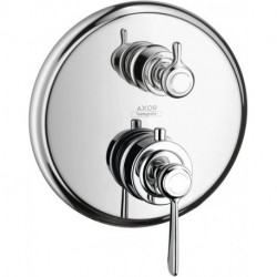 Set finition avec therm encastréavec robinet d’arrêt intégré, nickel brossé