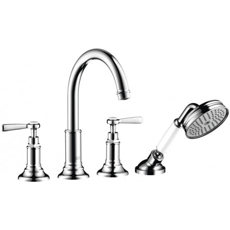 Mélongeur 4 trou s pour montage sur bord de carrelage, nickel brossé