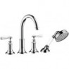 Mélongeur 4 trou s pour montage sur bord de carrelage, nickel brossé
