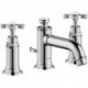 Mélongeur lavabo 30 3 trou savec tirette et vidage nickel brossé