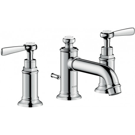 Mélongeur lavabo 30 3 trou s poignées manettesavec tirette et vidage chroméé