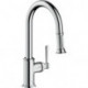 mitigeur cuisineavec douchette extractible aspect acier inox