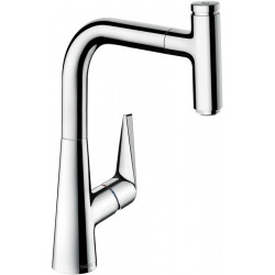 mitigeur de cuisine 220,avec douchette extractible 1 jet aspect acier inox