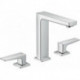 Mélongeur de lavabo 160, 3 trou s poignées manettes, bonde Push-Open chromé 