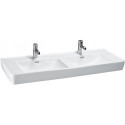 Lavabo double LAUFEN PRO A 1300 x 480 mm avec trop-plein, sans trou pour robinet blanc LAUFEN