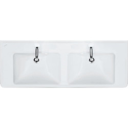 Lavabo double LAUFEN PRO A 1300 x 480 mm avec trop-plein, version 1 trou robinet manhattan LAUFEN
