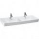 Lavabo double LAUFEN PRO A 1300 x 480 mm avec trop-plein, version 1 trou robinet blanc avec LCC LAUFEN