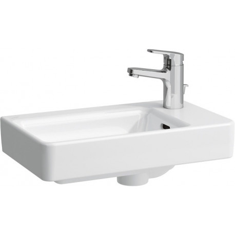 Lave-mains LAUFEN PRO S 480 x 280 mm, asymétrique à droite avec trop-plein, 1 trou de robinetterie design blanc LAUFEN