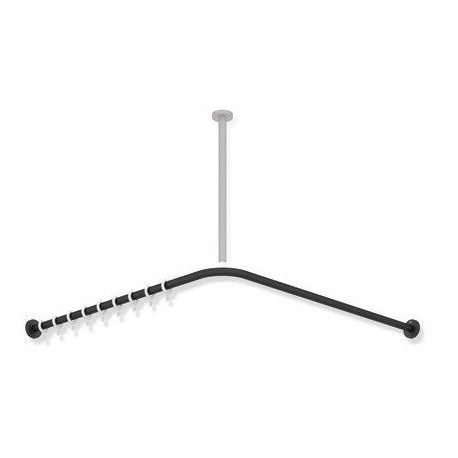 Tringle à rideau noir mat profond 987x987mm. 20 Anneau