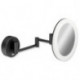 Miroir cosmétique LED. matt noir rond. 5-fois Élargissement Dual Light
