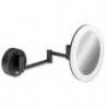 Miroir cosmétique LED. matt noir rond. 5-fois Élargissement Dual Light