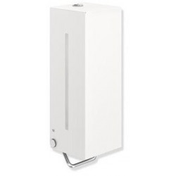 Distributeur de savon manuel HEWI, revêtement par poudre. Blanc
