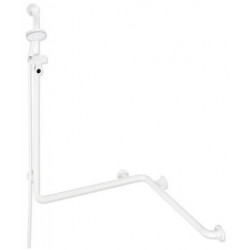 Main courante pour douche et baignoire avec barre de douche, longueur de tuyau 1600 mm, blanc pur HEWI