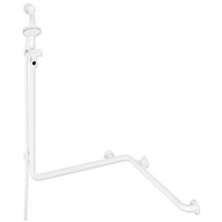Main courante pour douche et baignoire avec barre de douche, longueur de tuyau 1600 mm, blanc pur HEWI