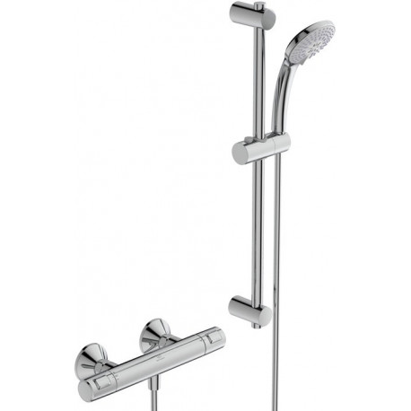 Thermostatique de douche CERATHERM 25 projection 80 mm chrome avec set de douche, barre de douche 600 mm IDEAL STANDARD