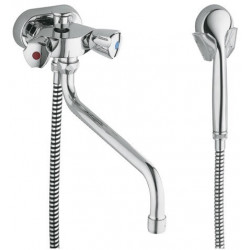 Mitigeur bain-douche STANDARD SPEZIAL DN 15 avec douchette télé blanc chrome KLUDI