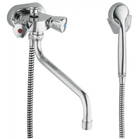 Mitigeur bain-douche STANDARD SPEZIAL DN 15 avec douchette télé blanc chrome KLUDI
