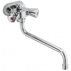 Mitigeur bain-douche STANDARD SPEZIAL DN 15 avec douchette télescopique blanc chrome KLUDI