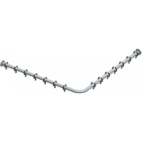 Kit barre de rideau de douche PLAN pour douche carrée, coudée 1000 x 1000 mm aluminium anodisé argent / chromé KEUCO