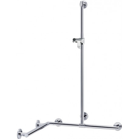 Main courante de douche PLAN avec barre de douche 1097/1297/1263 mm, aluminium anodisé argent KEUCO