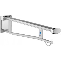 Barre support rabattable pour WC PLAN CARE projection 700 mm, version gauche aluminium anodisé argent / blanc KEUCO