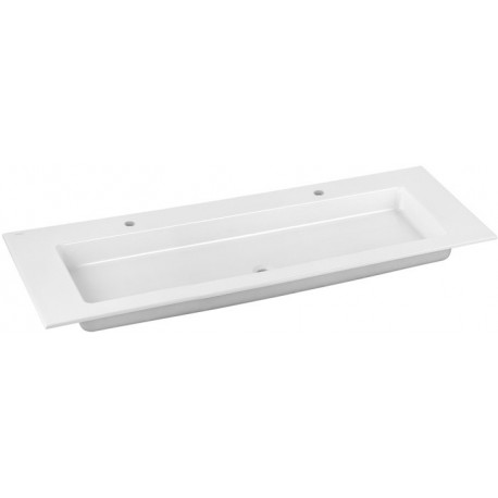 Lavabo double en céramique ROYAL 60 1405 x 17 x 538 mm adapté aux robinetteries 1 trou blanc KEUCO
