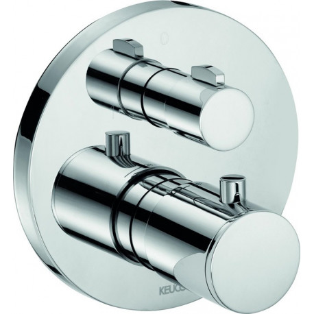Mitigeur thermostatique PLAN DN 15 / DN 20, avec robinet d'arrêt en céramique chromé KEUCO