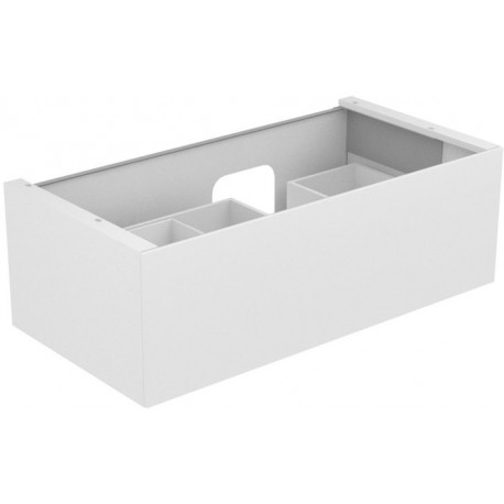 Meuble sous-vasque EDITION 11 PLANNING 1050 x 350 x 535 mm, découpe siphon à droite blanc / verre blanc satiné KEUCO
