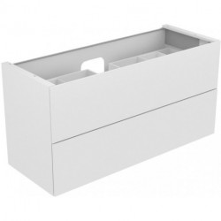 Meuble sous-vasque EDITION 11 1400 x 700 x 535 mm avec éclairage intérieur LED blanc / verre satiné blanc KEUCO