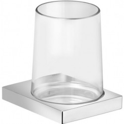 Porte-verre EDITION 11 complet avec verre KEUCO chromé noir brossé