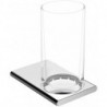Porte-verre EDITION 400 complet avec verre en cristal véritable noir chrome brossé KEUCO