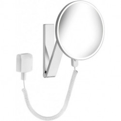 Miroir grossissant iLook move nickel poli, rond, encastré, lumineux, panneau de commande en verre KEUCO