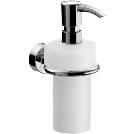 Distributeur de savon liquide RONDO 2 bidon et pompe doseuse plastique chrome EMCO