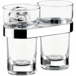 Porte-verre double POLO verre cristal, chrome clair EMCO