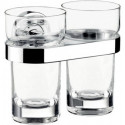 Porte-verre double POLO verre cristal, chrome clair EMCO