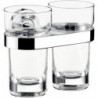 Porte-verre double POLO verre cristal, chrome clair EMCO