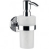 Distributeur de savon liquide POLO container plastique blanc, pompe doseuse Ku chrome EMCO