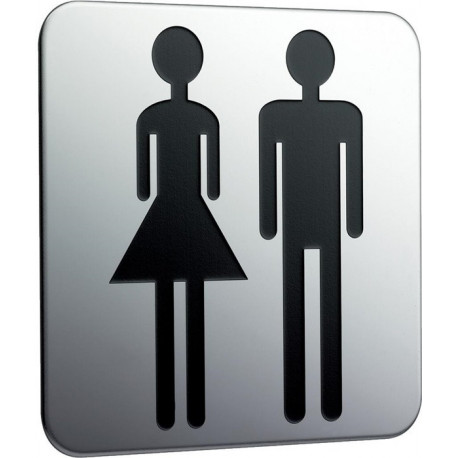 Plaque de porte à coller, Dames et Homme chrome EMCO