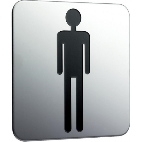 Plaque de porte à coller, Homme chrome EMCO