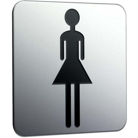 Plaque de porte à coller, Dames chrome EMCO
