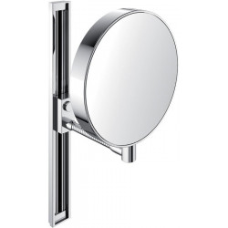 Miroir de rasage et de maquillage rond. réglable en hauteur chromé