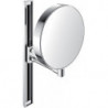 Miroir de rasage et de maquillage rond. réglable en hauteur chromé
