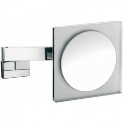 Miroir de rasage et cosmétique à LED carré Modèle mural cable interne 5-fois chromé
