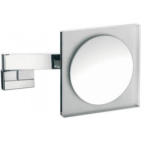 Miroir de rasage et cosmétique à LED carré Modèle mural cable interne 5-fois chromé
