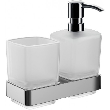 Porte-verre/Distributeur de savon LOFT Verre en crystal satiné chromé