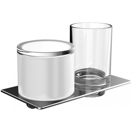 Distributeur de savon liquide ART double support Emco et support en verre chrome