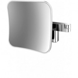 Miroir de rasage et cosmétique à LED EVO carré. Modèle mural. 2-bras. 5-fois chromé