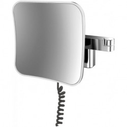 Miroir de rasage et cosmétique à LED EVO carré. Modèle mural. 2-bras. 5-fois chromé