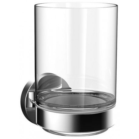 Porte-verre rond partie verre satiné. Chrome